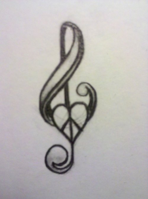 Music Knot Peace Logo Tattoo Stencil