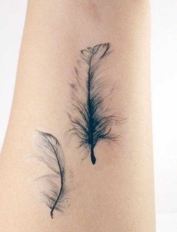 Nice Feather Wrist Tattoo For Women