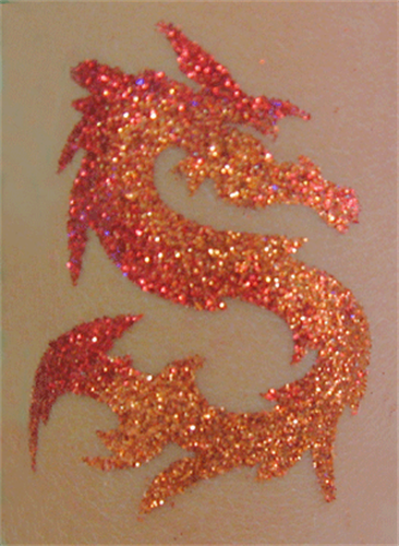 Orange Ink Glitter Dragon Tattoo Design