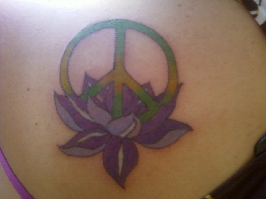 Peace Logo In Lotus Tattoo Design