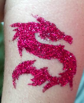 Pink Ink Glitter Dragon Tattoo Design For Forearm