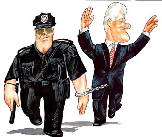 Police Arrested Bill Clinton Funny Cartoon Image