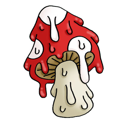Red And White Simple Mushroom Tattoo Design