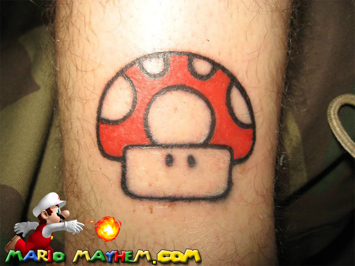 Red Mario Mushroom Tattoo Idea