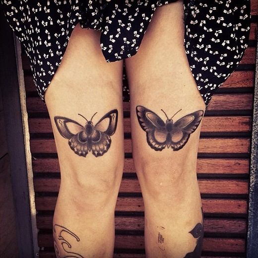 Simple Moth Tattoos On Knee