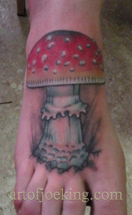 Simple Mushroom Tattoo On Right Foot