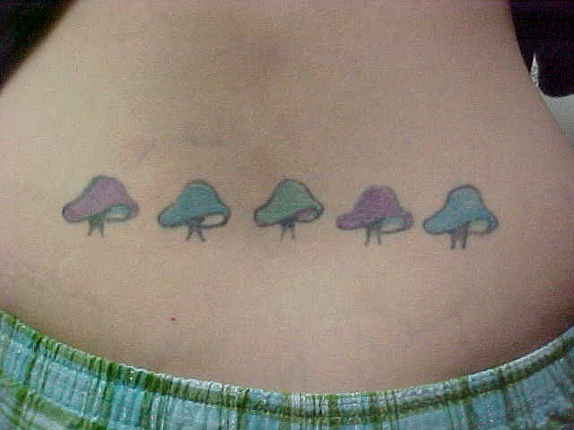 Simple Mushroom Tattoos On Lower Back