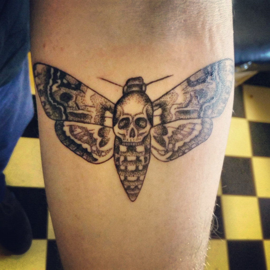 Skull Head Moth Tattoo Design For Forearm