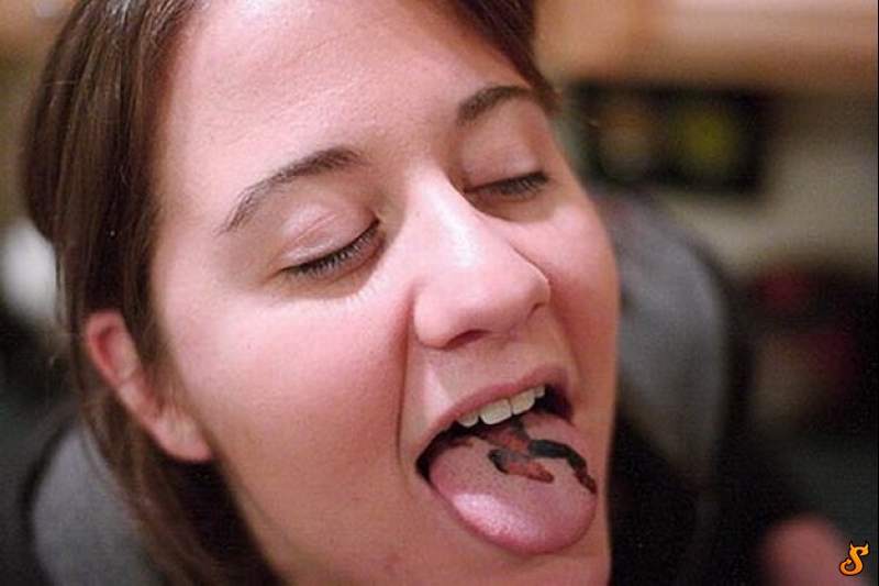 Spider Man Tattoo On Girl Tongue