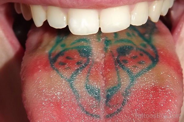 Tiger Face Tattoo On Tongue