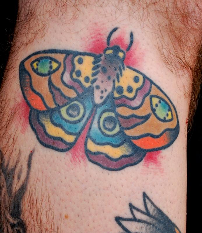 Traditional Colorful Moth Tattoo Design