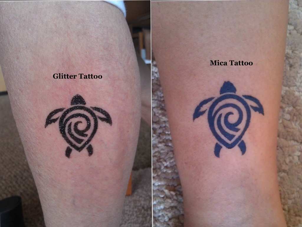 Unique Black Glitter Turtle Tattoo Design