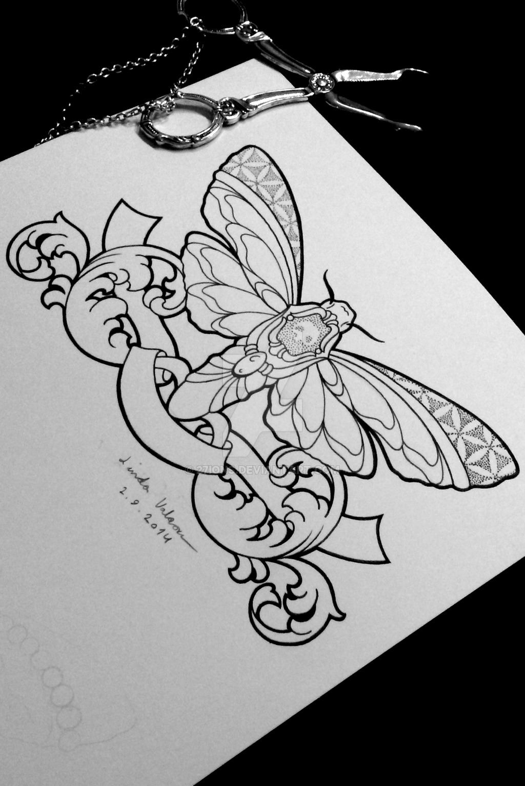 Unique Moth Tattoo Stencil