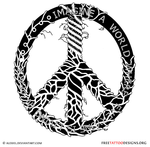 Unique Peace Logo Tattoo Stencil