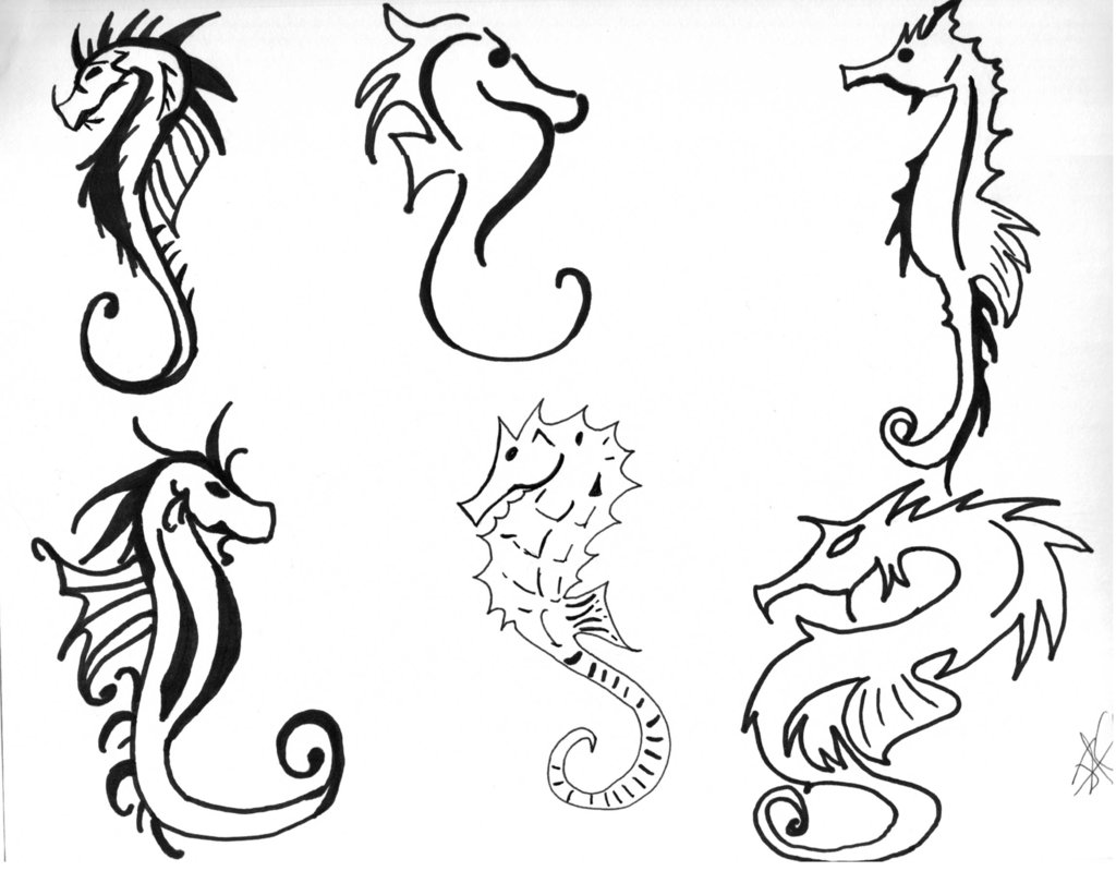 Unique Six Seahorse Tattoo Design