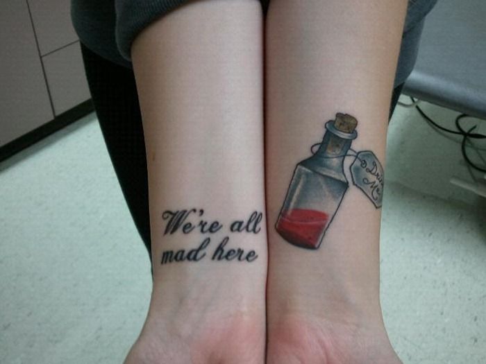 We're All Mad Here Wrist Tattoo For Women