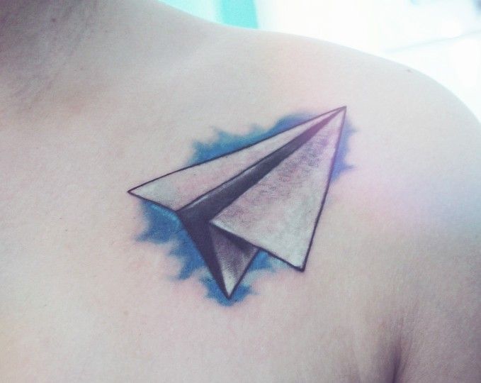 3D Paper Airplane Tattoo Design