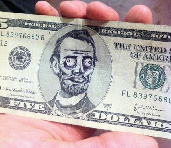 Abraham Lincoln Funny Weird Face On Five Dollars