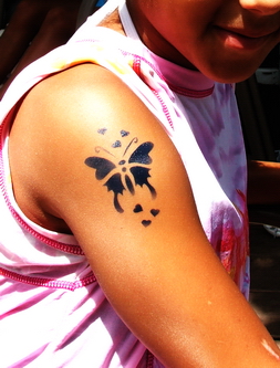 Airbrush Butterfly Tattoo On Right Shoulder