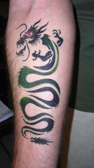 Airbrush Dragon Tattoo Design For Forearm