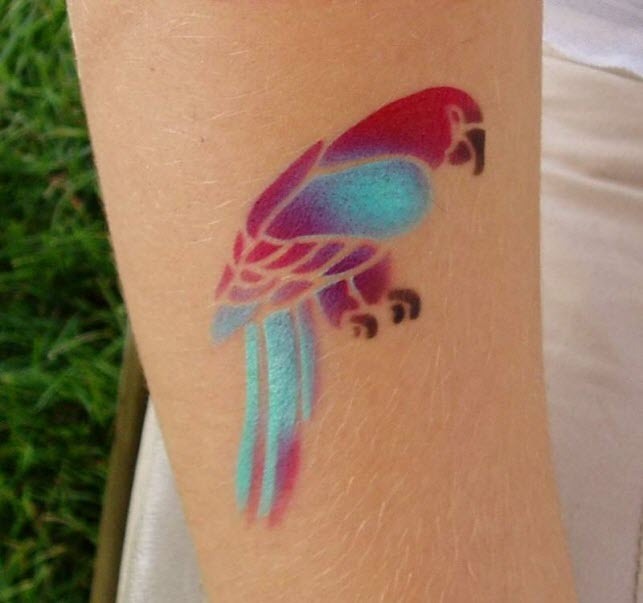 Airbrush Parrot Tattoo Design For Forearm