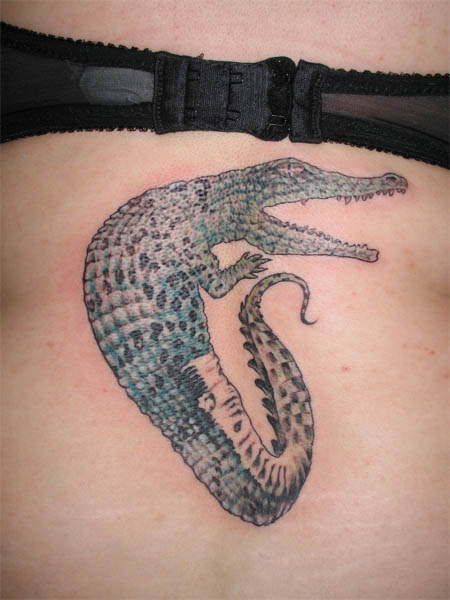 Amazing Alligator Tattoo Design For Back