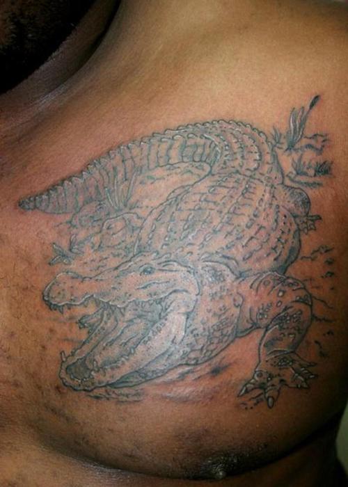 Amazing Alligator Tattoo On Man Chest