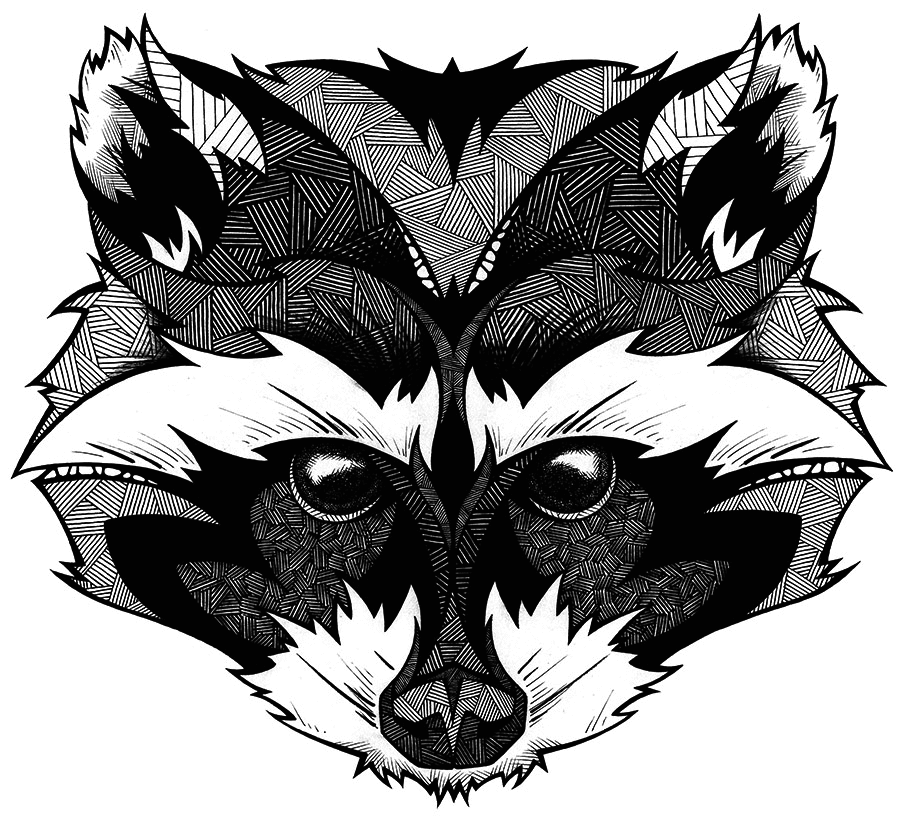 Amazing Raccoon Head Tattoo Design