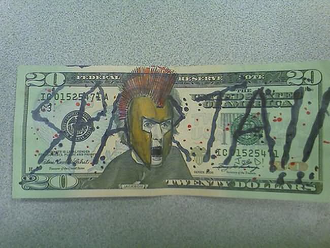 Andrew Jackson With Funny Mask On 20 Dollars Money Image