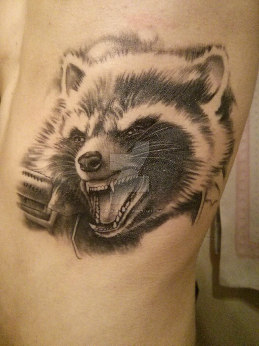 Angry Raccoon Tattoo by Chipmunk Cody