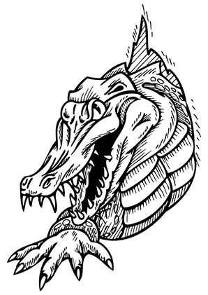 Attractive Black Alligator Tattoo Stencil