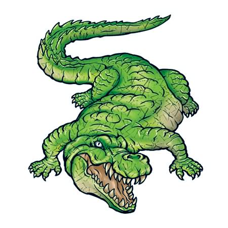 Attractive Green Ink Alligator Tattoo Design