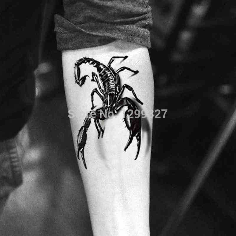 Black 3D Scorpion Tattoo On Forearm