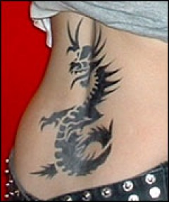 Black Airbrush Dragon Tattoo On Back