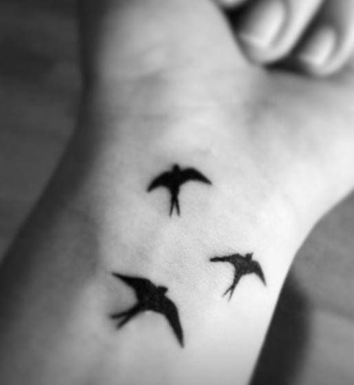 Black Birds Tattoos On Left Wrist