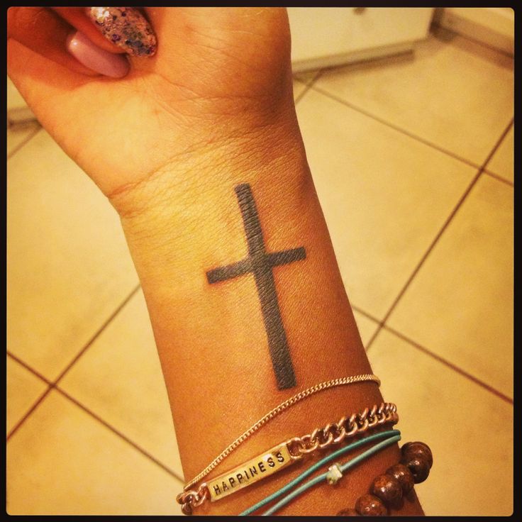 Black Cross Wrist Tattoo