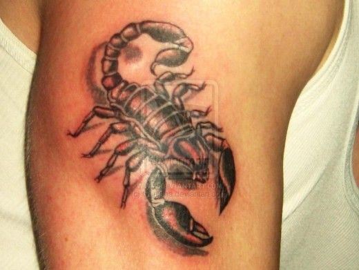 Black Ink 3D Scorpion Tattoo Design For Half Sleeve