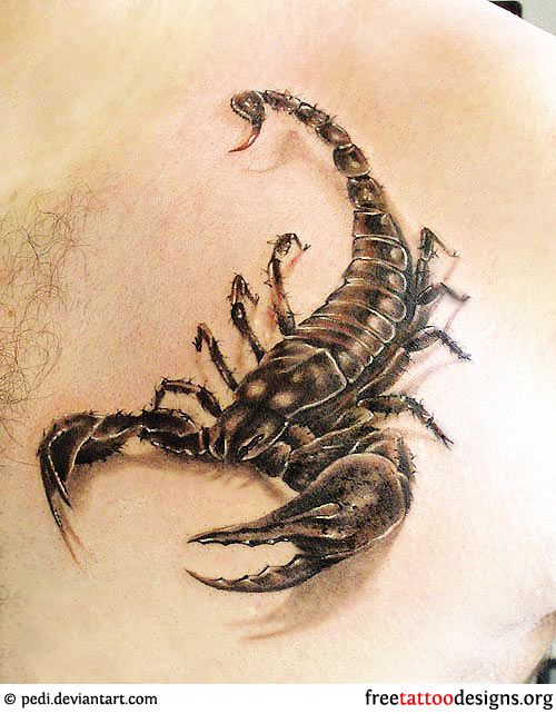 Black Ink 3D Scorpion Tattoo Design