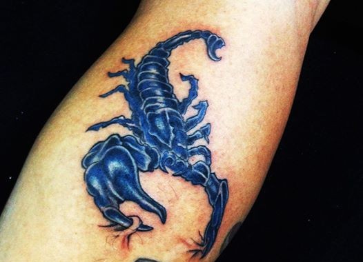 Blue Ink 3D Scorpion Tattoo Design