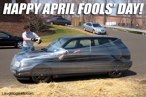 Car Wrapped With Duct Tape April Fools Day Prank Picture