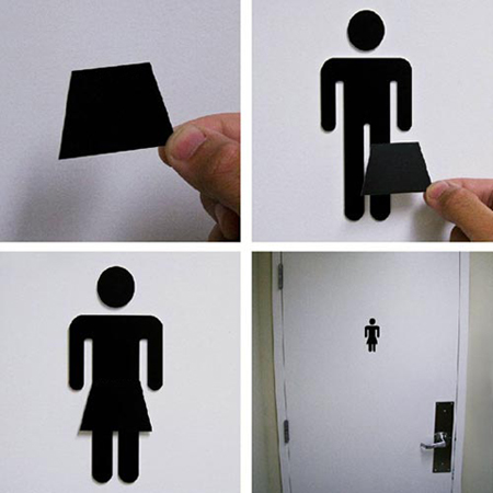 Changing Public Toilet Signs April Fools Day Prank
