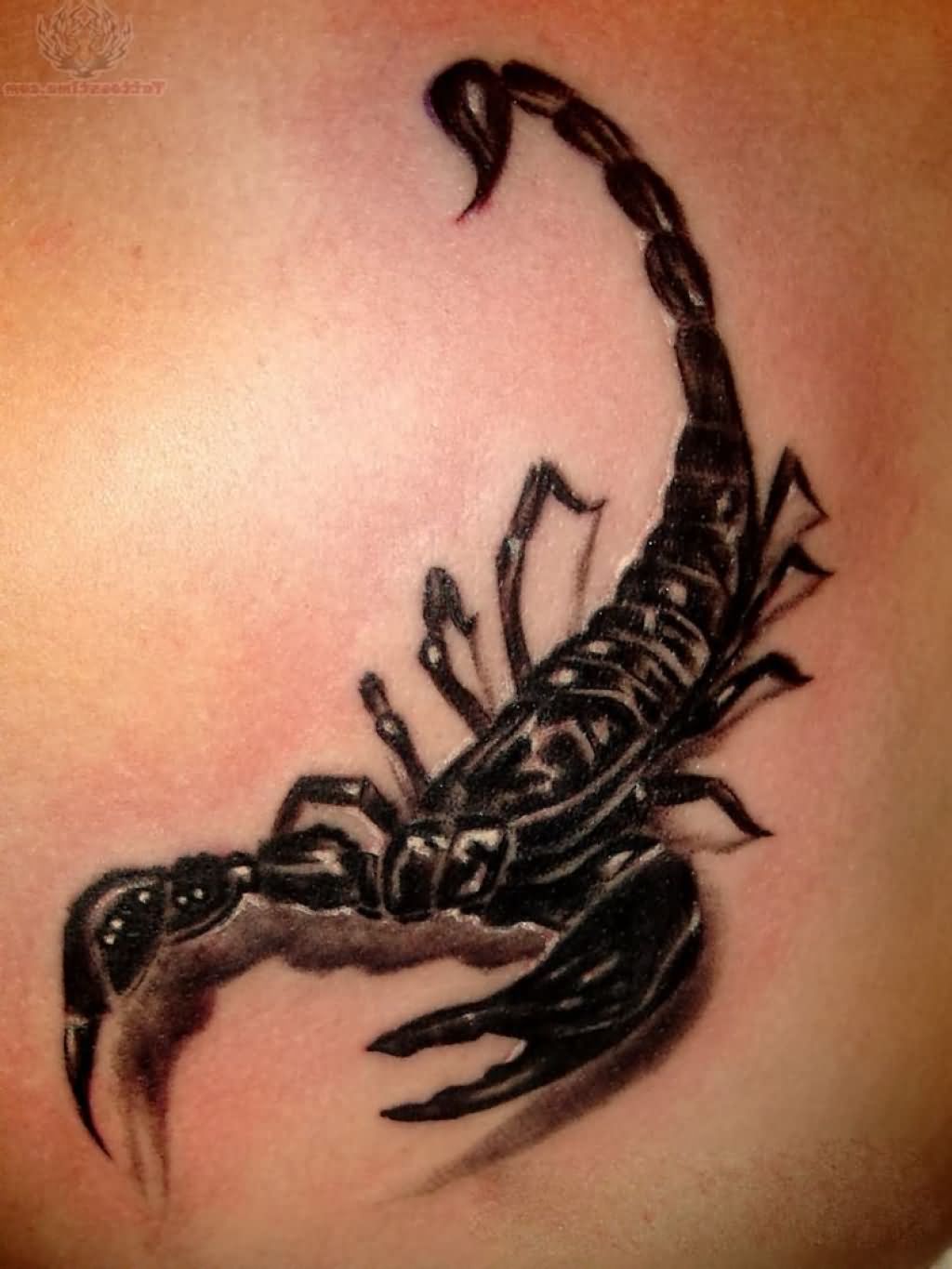 Classic Black Ink 3D Scorpion Tattoo Design