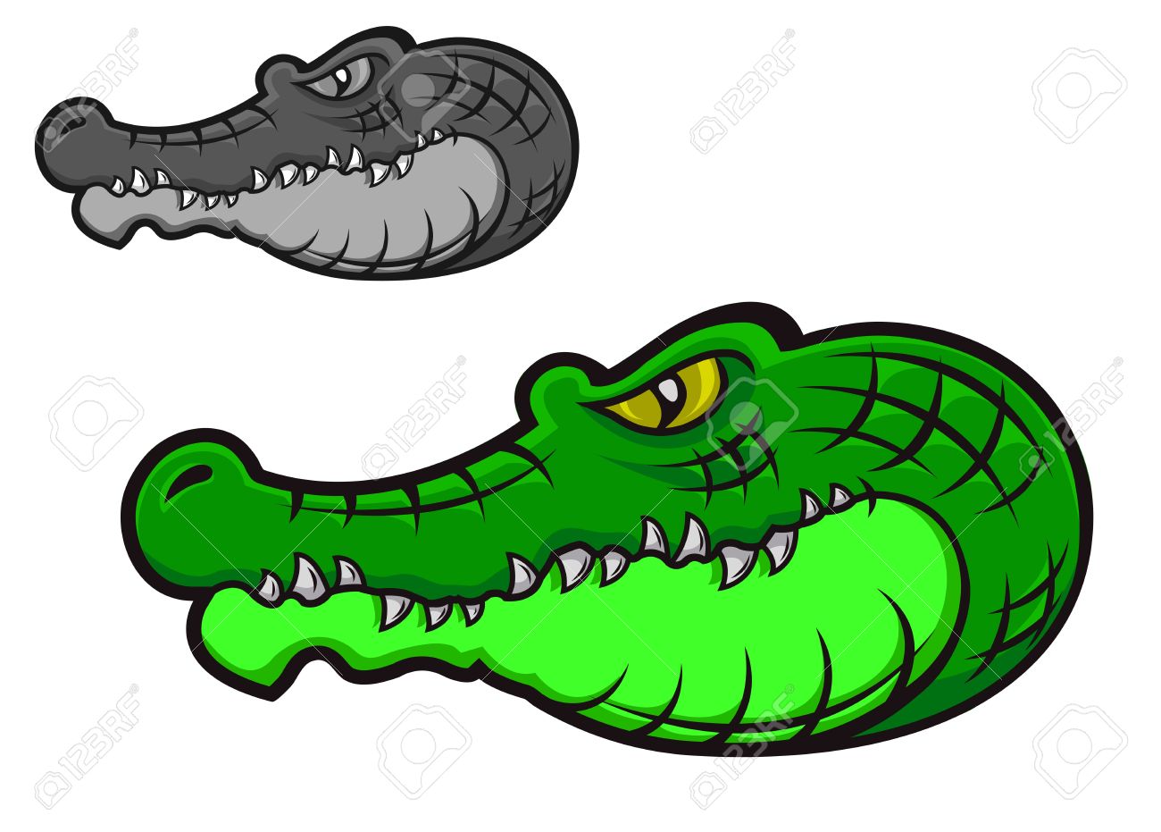 Classic Two Alligator Head Tattoo Design