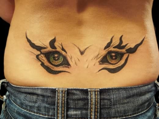 Colorful Lovely Eyes Tattoo On Waist
