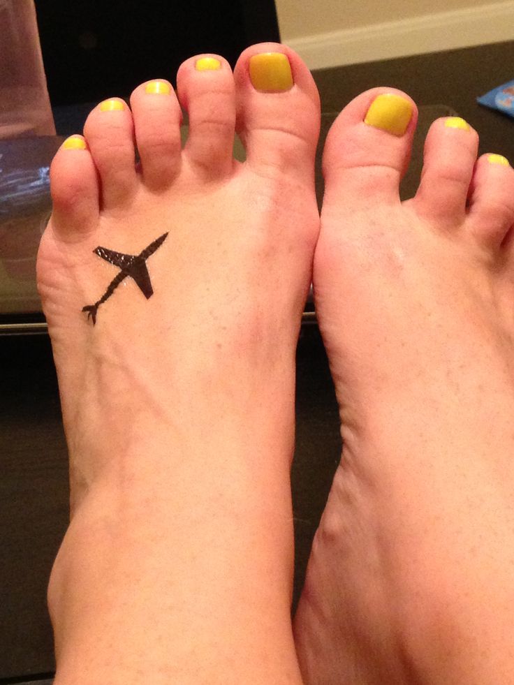 Cool Airplane Tattoo On Girl Foot