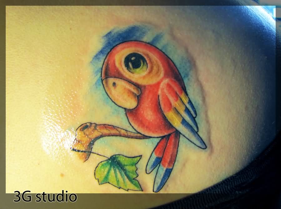 Cute Parrot Tattoo Design By Tymur