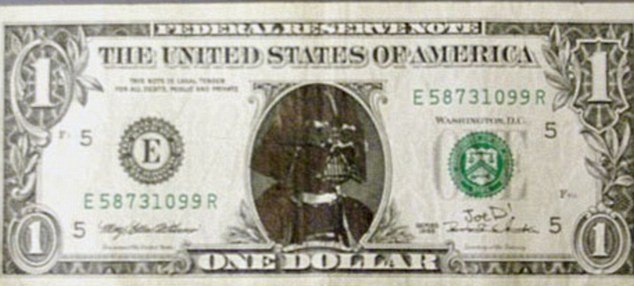 Darth Vader On One Dollar Money Picture