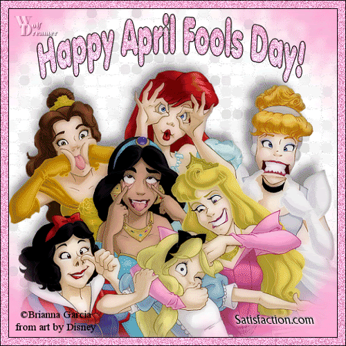Disney Princesses Making Funny Faces And Wishing You Happy April Fools Day
