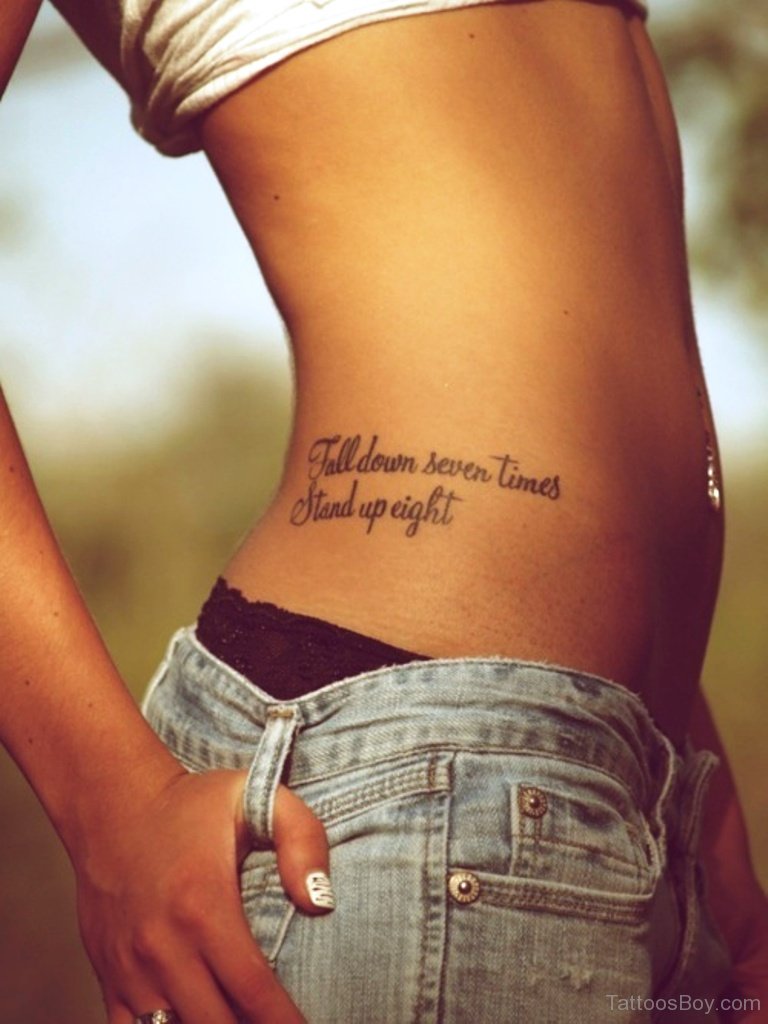 Fall Down Seven Times Stand Uo Eight Quote Tattoo On Side Rib