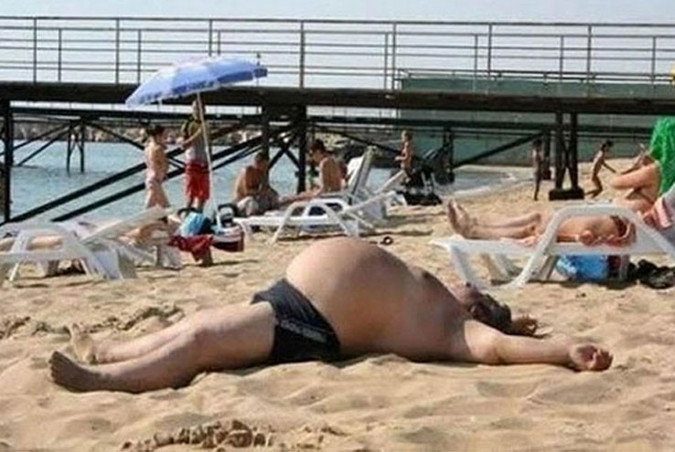 Fat Man Sleeping On Beach Funny Situations